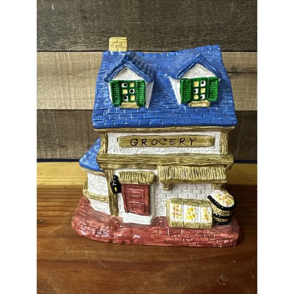 Vintage Christmas Village Yuletide Grocery Store Market - Picture 1 of 6